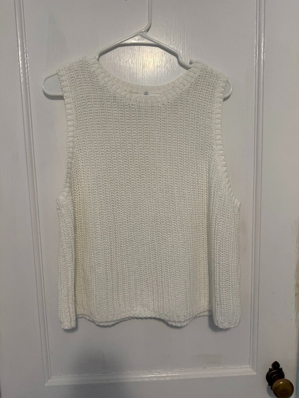 Black Sleeveless Sweater Pullover-Cream Knit-XL